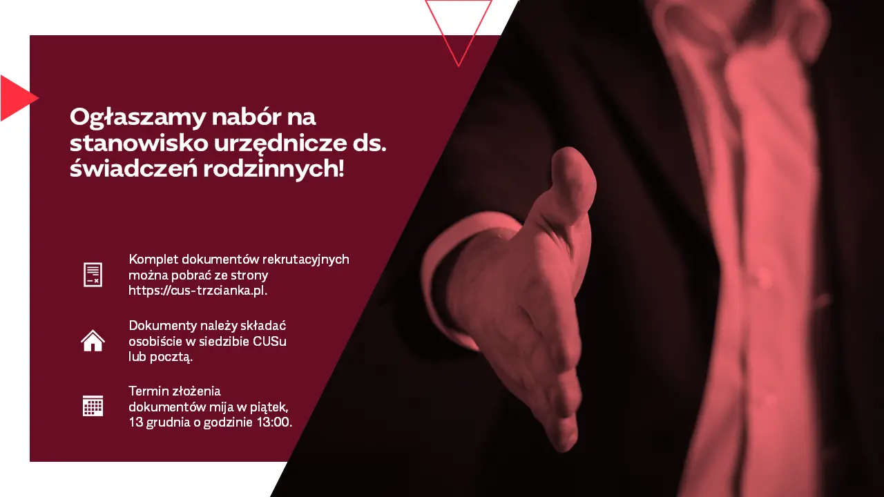 Ogłoszenie o naborze na stanowisko urzędnicze ds. świadczeń rodzinnych